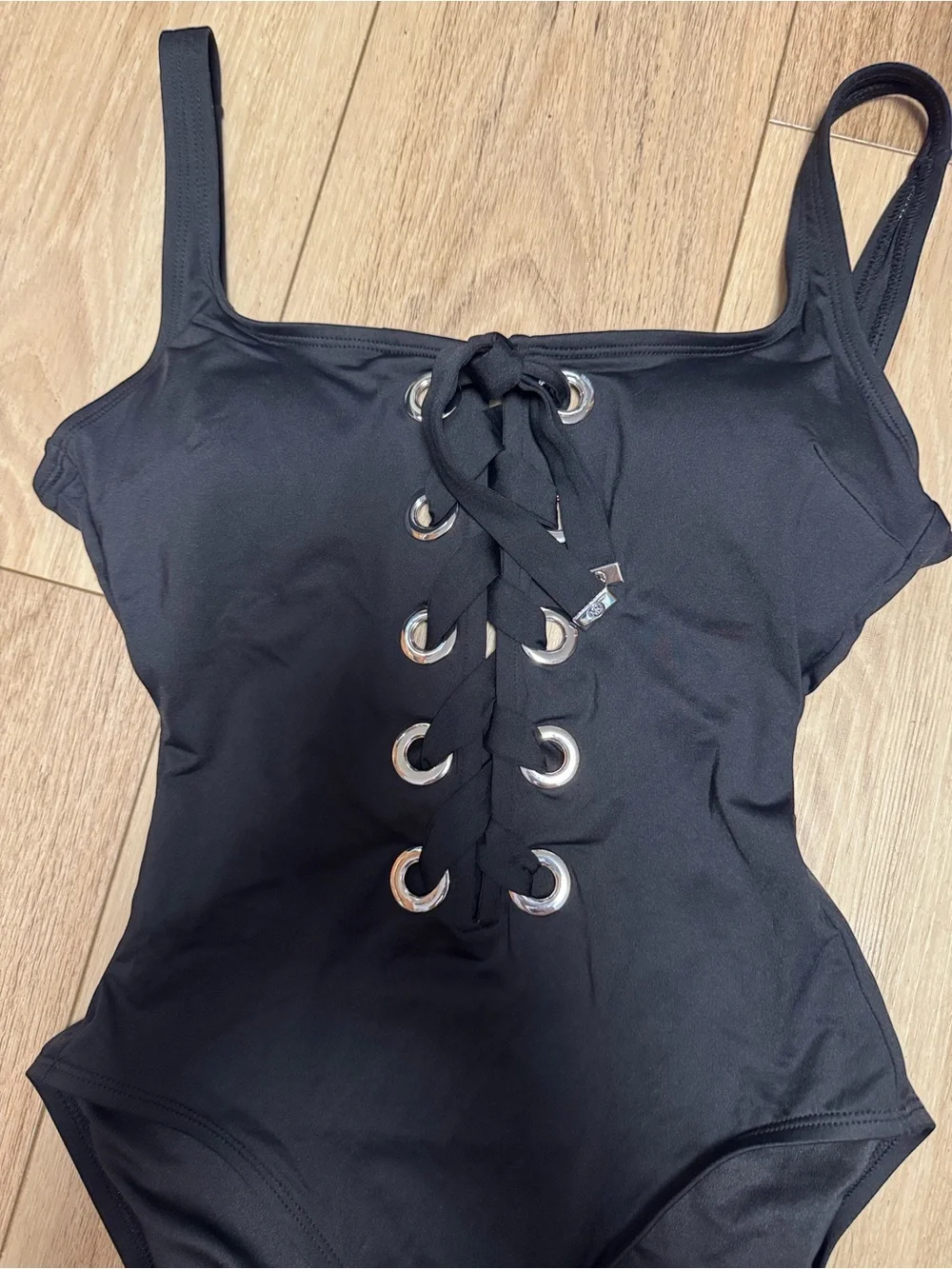 Michael Kors NWOT BLACK 8 SEXY Lace-Up GROMMETS One-Piece Swimsuit